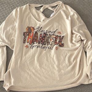 Beige 'Thankful' Graphic Women's Long Sleeve Top